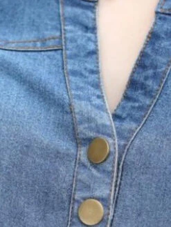 Women's Denim Dress Sheath Dress Mini Dress Denim Basic Fashion Outdoor Daily Vacation V Neck Button Pocket Short Sleeve Summer Spring 2023 Regular Fit Navy Blue Sky Blue Plain S M L XL 2XL -Slay Clothing Shop ae1e0da0 693f 4295 8aaa 642f18f6a007