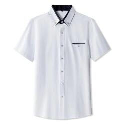 Men's Shirt Dress Shirt Button Up Shirt Light Pink White Wine Short Sleeve Plain Turndown Spring & Fall Office & Career Going Out Clothing Apparel Basic