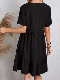 Women's Shift Dress Plain Dress Plain Ruffle V Neck Midi Dress Basic Classic Outdoor Daily Short Sleeve Loose Fit Black Pink Red Summer Spring S M L XL XXL -Slay Clothing Shop ae69fba4 be1c 4969 b611 d5f420bfa521