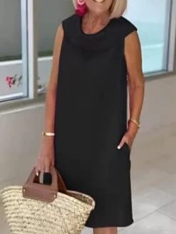 Women's Cotton Linen Blend Midi Shift Dress Sleeveless Pocket Loose Fit Summer Spring 2024 Spring -Slay Clothing Shop aef5968f 47e1 4fca bea5 268b2f8e7ca9