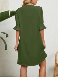 Women's Casual Dress Summer Dress Mini Dress Ruffle Daily Date Going Out Fashion Basic Split Neck Half Sleeve 2023 Loose Fit Black White Wine Color S M L XL XXL Size -Slay Clothing Shop af712a92 196d 4743 ab10 4fc018085050