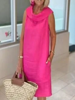 Women's Cotton Linen Blend Midi Shift Dress Sleeveless Pocket Loose Fit Summer Spring 2024 Spring -Slay Clothing Shop b0e115fd d22e 4948 846d 16d3311026e1