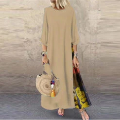 Women's Casual Dress Cotton Linen Dress Swing Dress Maxi Long Dress Print Bohemia Casual Daily Crew Neck Long Sleeve Summer Spring Fall Black Yellow Floral -Slay Clothing Shop b16b5dbc f6d8 46b8 8419 0c03a6471d6e
