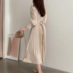 Women's Party Dress Wedding Guest Dress A Line Dress Midi Dress Pink Khaki Long Sleeve Pure Color Ruched Spring Fall Winter Square Neck Modern Winter Dress Vacation Fall Dress Slim 2023 S M L XL -Slay Clothing Shop b454354c 7285 4f55 9a5a 44d496ddd2bb