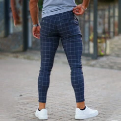 Men's Skinny Trousers Chinos Chino Pants Plaid Dress Pants Pocket Lattice Comfort Breathable Outdoor Daily Going Out Fashion Streetwear Black Navy Blue -Slay Clothing Shop b46919f8 f059 453e b952 aae496ed4754