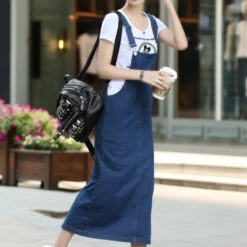Women's Denim Dress Denim Overall Pinafore Dress Maxi Long Dress Denim Basic Casual Daily Holiday Vacation Square Neck Pocket Split Sleeveless Summer Spring Fall 2023 Regular Fit Blue Pure Color S M -Slay Clothing Shop b4f95883 bec9 43c2 92a9 b9dca3dbc1a9