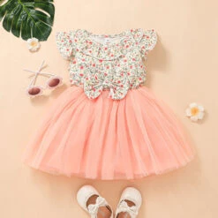 Kids Girls' Floral Dress Floral Flower Short Sleeve Casual Fashion Daily Cotton Above Knee Casual Dress A Line Dress Summer Spring 0-5 Years Champagne Yellow Pink -Slay Clothing Shop b52b6eb7 2d5a 455f aeac ce6b9c0273ae