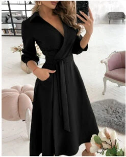 Women's Work Dress Formal Dress Wrap Dress Midi Dress Letter Printing Butterfly Print Big Wave Point Long Sleeve Graphic Lace Up Summer Spring Shirt Collar Fashion Winter Dress Office Fall Dress 2023 -Slay Clothing Shop b57176ab 05c1 4b36 a37a be0b852a56fa