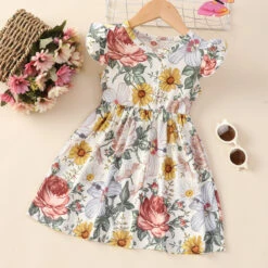 Kids Girls' Floral Dress Flower Short Sleeve Casual Adorable Daily Cotton Above Knee Casual Dress A Line Dress Floral Dress Summer Spring 1-6 Years Multicolor Black White -Slay Clothing Shop b5a66b57 9a4d 4afd a0d0 6a6dd4a684de