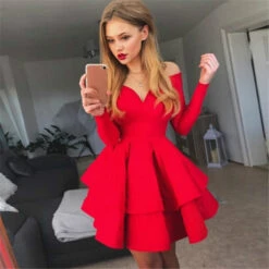 Women‘s Party Dress White Dress Black Red White Long Sleeve Pure Color Pleated Winter Fall Autumn Off Shoulder Party Winter Dress 2023 S M L XL XXL -Slay Clothing Shop b7a4c710 a3f2 4816 81b9 259497c0c628