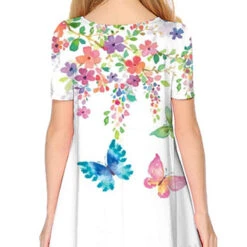 Kids Little Girls' Dress Floral Butterfly Animal A Line Dress Daily Holiday Vacation Print White Above Knee Short Sleeve Casual Cute Sweet Dresses Spring Summer Regular Fit 3-12 Years -Slay Clothing Shop b7eac52c 79d7 4660 9db2 c652b4b4b8db