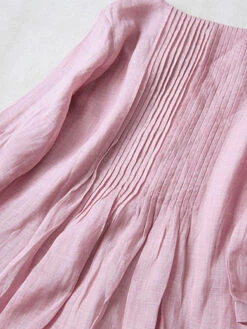 Women's Casual Dress Cotton Linen Dress Swing Dress Midi Dress Cotton Blend Basic Casual Outdoor Daily Crew Neck Ruched Pocket Short Sleeve Summer Spring 2023 Loose Fit White Pink Purple Plain M L XL -Slay Clothing Shop b9f8202e 5eb2 4b49 87e5 5e6ea65bd206