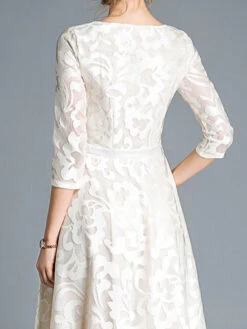 Women's Party Dress Lace Dress Cocktail Dress Midi Dress Apricot Gray 3/4 Length Sleeve Floral Lace Summer Spring Fall Crew Neck Active Evening Party Wedding Guest Vacation Slim 2023 S M L XL XXL 3XL -Slay Clothing Shop ba4c435b 41b0 418b 8d4d fb088734dd9d