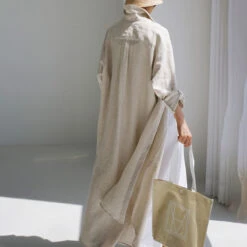 Women's Cotton Linen Dress Casual Dress Swing Dress Maxi Long Dress Cotton Blend Stylish Casual Winter Dress Daily Holiday Shirt Collar Button Pocket Long Sleeve Summer Spring Fall 2022 Loose Fit -Slay Clothing Shop ba62307f 6309 4fa7 93f6 1c7cf2400f05