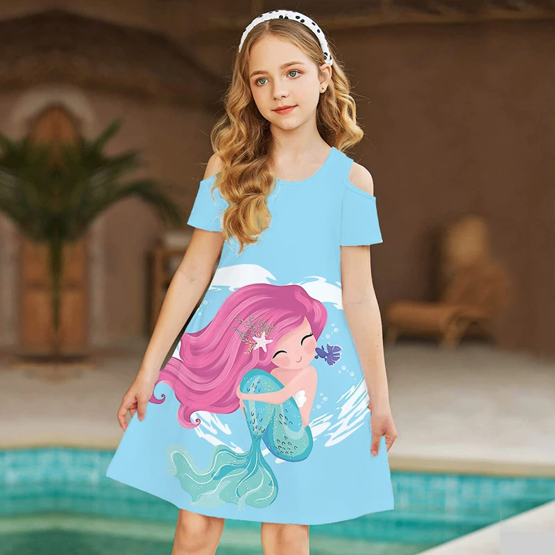 Girls' Casual Dress A Line Dress Tank Dress Short Sleeve Graphic Cartoon Mermaid 3D Printed Graphic Dresses Cute Casual Sweet Above Knee Polyester Dress Summer Spring Kids Sports & Outdoor Daily 2 Girls' Casual Dress A Line Dress Tank Dress Short Sleeve Graphic Cartoon Mermaid 3D Printed Graphic Dresses Cute Casual Sweet Above Knee Polyester Dress Summer Spring Kids Sports & Outdoor Daily - Image 2
