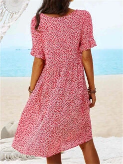 Women's Casual Dress Floral Dress Boho Dress Floral Print Square Neck Midi Dress Active Fashion Outdoor Daily Short Sleeve Regular Fit Yellow Red Dark Blue Summer Spring S M L XL XXL -Slay Clothing Shop bc12cd55 14a2 4ddc 83cb 2fa9ea14214d