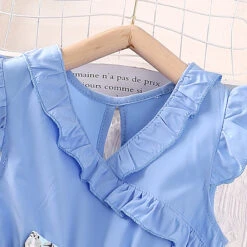 Kids Girls' Dress Floral Dress Floral Short Sleeve Casual Fashion Daily Cotton Knee-length Casual Dress A Line Dress Floral Dress Summer Spring 4-12 Years Sky Blue -Slay Clothing Shop bc280e90 3161 42fb 9490 322ab117310a