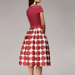 Women's Casual Dress Swing Dress Midi Dress Black Red Blue Short Sleeve Polka Dot Print Summer Spring Crew Neck Classic Party 2023 S M L XL XXL -Slay Clothing Shop bc7e89b9 6725 4a52 b1fc 413baa920b61