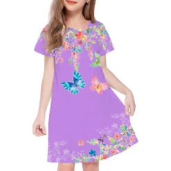 Kids Little Girls' Dress Floral Butterfly Animal A Line Dress Daily Holiday Vacation Print White Above Knee Short Sleeve Casual Cute Sweet Dresses Spring Summer Regular Fit 3-12 Years -Slay Clothing Shop bd10a152 b019 4e4c a5df 173c62fb9cfa
