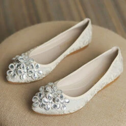 Women's Flats Ladies Shoes Bling Bling Dress Shoes Wedding Daily Solid Color Wedding Flats Bridesmaid Shoes Rhinestone Flower Flat Comfort Satin Loafer Apricot -Slay Clothing Shop bd2416bb 7db9 4394 af69 d6deb8659120