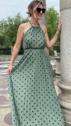 Women's Casual Dress Swing Dress Polka Dot Dress Long Dress Maxi Dress Chiffon Dress Pleated Green Black Blue Sleeveless Print Spring Summer Halter Neck Vacation Beach Daily 2023 S M L XL -Slay Clothing Shop be3da290 5e60 4a6b a4eb 21a5e1961a31