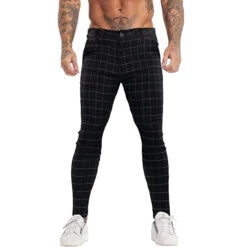 Men's Skinny Trousers Chinos Chino Pants Plaid Dress Pants Pocket Lattice Comfort Breathable Outdoor Daily Going Out Fashion Streetwear Black Navy Blue -Slay Clothing Shop bf2b667a e243 40db aeea 9e66ef725218