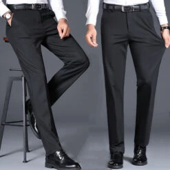 Men's Dress Pants Trousers Pocket Straight Leg Solid Colored Comfort Wedding Office Business Streetwear Casual Black Deep Blue Micro-elastic -Slay Clothing Shop bf8d09d3 cbee 49d4 aaf2 808da704c1a3