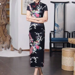 Women's Cheongsam Floral Mandarin Collar Chinoiserie Dress Long Dress Maxi Dress Light Pink Black Blue Short Sleeve Spring Summer Weekend S M L XL XXL 3XL 4XL 5XL 6XL -Slay Clothing Shop c15e13bb 82a1 40a1 8c3a 296f0233813e