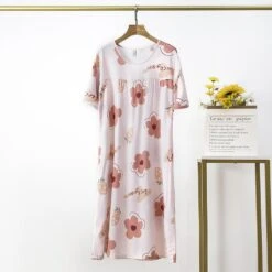 Cotton Silk Nightdress Women's Summer Thin Section Large Size Cartoon Short-sleeved Pajamas Artificial Cotton Long Dress Outerwear Home Service -Slay Clothing Shop c1ddb045 eafc 43eb 8cc3 a0fb98e0c7f2