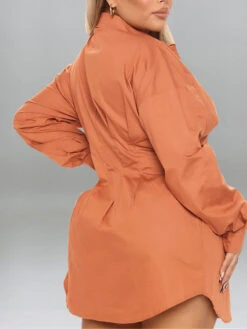 Women's Plus Size Casual Dress Shirt Dress Sheath Dress Solid Color Mini Dress Long Sleeve Button V Neck Basic Outdoor Black Yellow Fall Spring XL XXL 3XL 4XL 5XL -Slay Clothing Shop c39e5586 def5 4d16 9fa0 3e63ddab945a