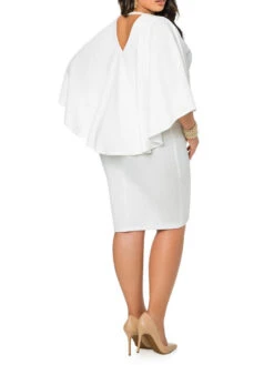 Women‘s Plus Size Curve Work Dress Sheath Dress Formal Dress Floral Midi Dress 3/4 Length Sleeve Ruffle V Neck Elegant Office Black White Spring Summer L XL XXL 3XL -Slay Clothing Shop c48402de 4fde 4cd5 952e eca5202a094f