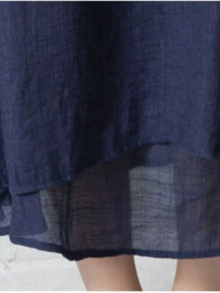 Women's Casual Dress Cotton Linen Dress White Dress Midi Dress Cotton Blend Basic Casual Outdoor Daily Vacation Crew Neck Print Short Sleeve Summer Spring 2023 Loose Fit White Navy Blue Flower M L XL -Slay Clothing Shop c4a85f58 ad96 4224 8690 2c8aef72c475