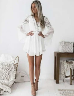 Women's Party Dress Lace Dress White Dress Mini Dress Black White Wine Long Sleeve Pure Color Lace Summer Spring V Neck Hot Winter Dress Fall Dress Slim 2023 S M L XL XXL