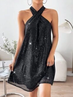 Women‘s Little Black Party Dress Plain Sequin Halter Neck Sleeveless Dress Mini Dress Black Fuchsia Summer Spring Fall Wedding Guest Evening Party Summer Dress S M L XL 2XL 3XL -Slay Clothing Shop c8b42331 797b 4a80 ae94 ca44fd76b92f