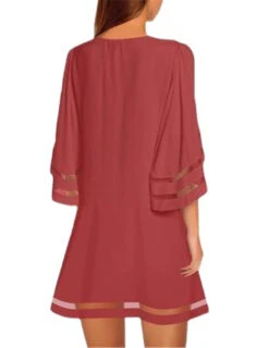 Women's Casual Dress T Shirt Dress Tee Dress Mini Dress Black White Red 3/4 Length Sleeve Pure Color Mesh Summer Spring Crew Neck Basic Vacation Summer Dress Spring Dress 2023 S M L XL XXL -Slay Clothing Shop ca5ab5f6 ef2a 449a 8940 84177166e015