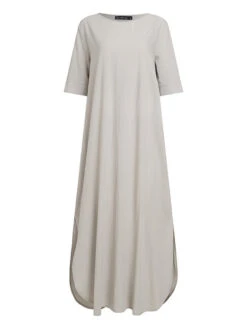 Women's ArmyGreen Casual Maxi Dress Cotton Linen Blend Crew Neck Pocket Split Short Sleeve 2024 Spring -Slay Clothing Shop cb8b5359 e4eb 4c22 9e5e 1b561c60e539