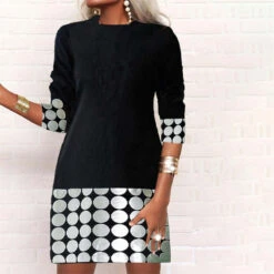 Women‘s Casual Dress Shift Dress Short Mini Dress White Black Gray Wine Long Sleeve Polka Dot Color Block Geometric Print Fall Winter Crew Neck Casual Modern 2023 S M L XL XXL 3XL -Slay Clothing Shop cc3f02b8 381e 401e 9252 e4ebef64c130