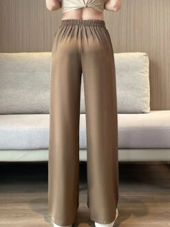 Women's Dress Pants Wide Leg Maillard Trousers Full Length Pocket Baggy Micro-elastic High Waist Fashion Streetwear Work Street Black Blue M L Summer Fall -Slay Clothing Shop cd107eb1 9081 4fcc 9be1 e6ff40d5dd8f