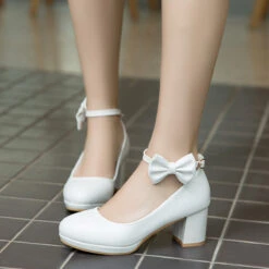 Girls' Heels Daily Dress Shoes Heel Cosplay Lolita PU Breathability Non-slipping Height-increasing Big Kids(7years +) Little Kids(4-7ys) Wedding Party Gift Walking Shoes Dancing Bowknot White Pink -Slay Clothing Shop cead91c6 5a4e 44ac 9173 e33e9ed3d1fd