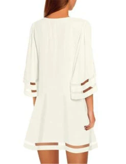 Women's Casual Dress T Shirt Dress Tee Dress Mini Dress Black White Red 3/4 Length Sleeve Pure Color Mesh Summer Spring Crew Neck Basic Vacation Summer Dress Spring Dress 2023 S M L XL XXL -Slay Clothing Shop cecaf77c ec98 4f27 9b85 793de85b387e