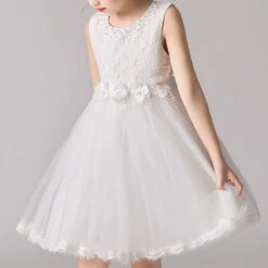 Kids Girls' Dress Solid Colored Sleeveless Performance Party Mesh Bow Princess Sweet Cotton Tulle Knee-length Floral Embroidery Dress A Line Dress Summer 4-13 Years White Pink Blue -Slay Clothing Shop cf1db413 fd13 4792 a864 5d147227eec5