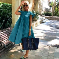 Women's Plaid Dress Swing Dress Graphic Plain Ruffle Crew Neck Midi Dress Basic Romantic Daily Holiday Short Sleeve Loose Fit Black White Pink Summer Spring S M L XL XXL -Slay Clothing Shop cf5fed56 ce7d 4244 89f1 63766c32bb70