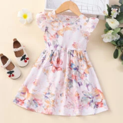 Kids Girls' Floral Dress Flower Short Sleeve Casual Adorable Daily Cotton Above Knee Casual Dress A Line Dress Floral Dress Summer Spring 1-6 Years Multicolor Black White -Slay Clothing Shop d0cbd6b8 7128 4eac 9019 71cd6e6df9ee