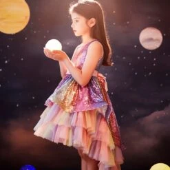 Kids Girls' Dress Sequin Colour Sleeveless Wedding Party Birthday Patchwork Bow Princess Sweet Polyester Asymmetrical Tulle Dress Flower Girl's Dress Summer Spring 4-12 Years Multicolor Pink Purple -Slay Clothing Shop d1985edd ddea 4767 ad13 1dceaa5fdde9