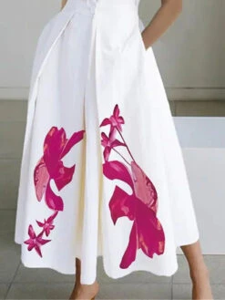 Women's Long Dress Maxi Dress Shirt Dress Casual Dress Satin Dress Floral Fashion Streetwear Office Daily Date Button Pocket Sleeveless Shirt Collar Dress Regular Fit White Summer Spring S M L XL XXL -Slay Clothing Shop d2a5f769 0163 4f1e 9dba a02c694751ff