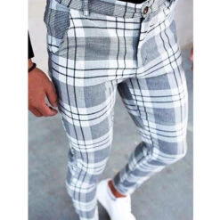Men's Skinny Trousers Chinos Jogger Pants Plaid Dress Pants Pocket Lattice Breathable Soft Business Casual Daily Fashion Streetwear Yellow Red -Slay Clothing Shop d2c86b50 21a8 4f87 a6a6 bde578fa117a