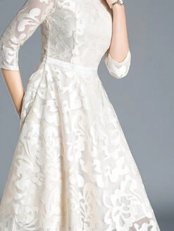 Women's Party Dress Lace Dress Cocktail Dress Midi Dress Apricot Gray 3/4 Length Sleeve Floral Lace Summer Spring Fall Crew Neck Active Evening Party Wedding Guest Vacation Slim 2023 S M L XL XXL 3XL -Slay Clothing Shop d511f095 9326 4a4b a24e dae951060e4d