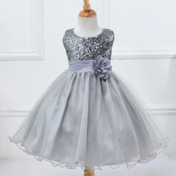 Kids Girls' Dress Flower Sleeveless Wedding Party Sequins Sweet Cotton Polyester Floral Embroidery Dress Tulle Dress Flower Girl's Dress Beige Black White -Slay Clothing Shop d54ff87a 4ebc 4739 be70 8bc51af1afac