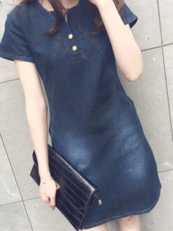 Women's Denim Dress Casual Dress Midi Dress Denim Fashion Casual Outdoor Daily V Neck Button Pocket Short Sleeve Summer Spring -Slay Clothing Shop d56ebda9 f614 42a6 b8a8 34fbaabcbc27
