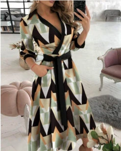 Women's Work Dress Formal Dress Wrap Dress Midi Dress Letter Printing Butterfly Print Big Wave Point Long Sleeve Graphic Lace Up Summer Spring Shirt Collar Fashion Winter Dress Office Fall Dress 2023 -Slay Clothing Shop d5a1efc8 2e00 4744 bd6e a8451993dd41